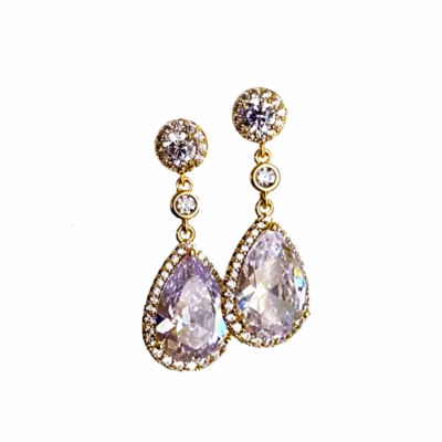 Aretes Mujer Forma Lágrima - Circonita Cubica