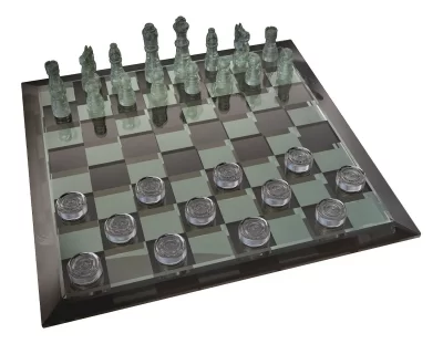 Juego De Mesa Novelty 2 En 1 Damas Inglesas Ajedrez Vidrio