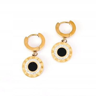 Aretes Colgantes con Detalles de Resina Color Negro