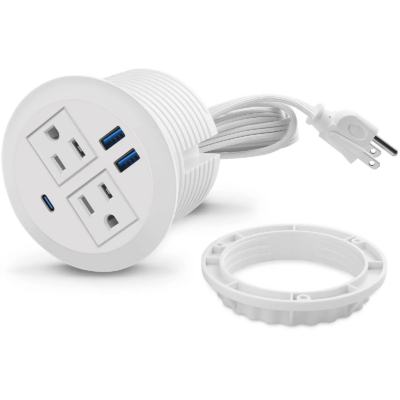 Multicontacto Escritorio Redondo Empotrable Salidas Usb - Blanco
